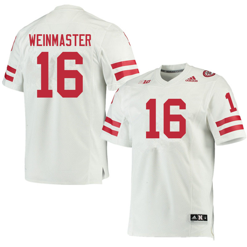 Men #16 Zach Weinmaster Nebraska Cornhuskers College Football Jerseys Sale-White